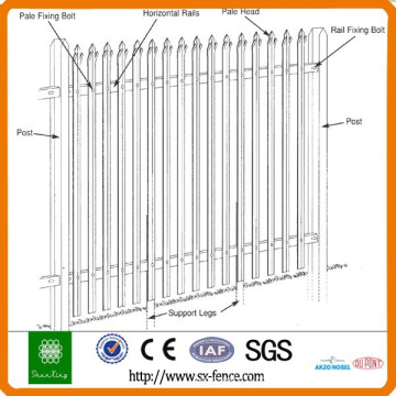 Feito em China ferro de aço galvanizado palisade cercas